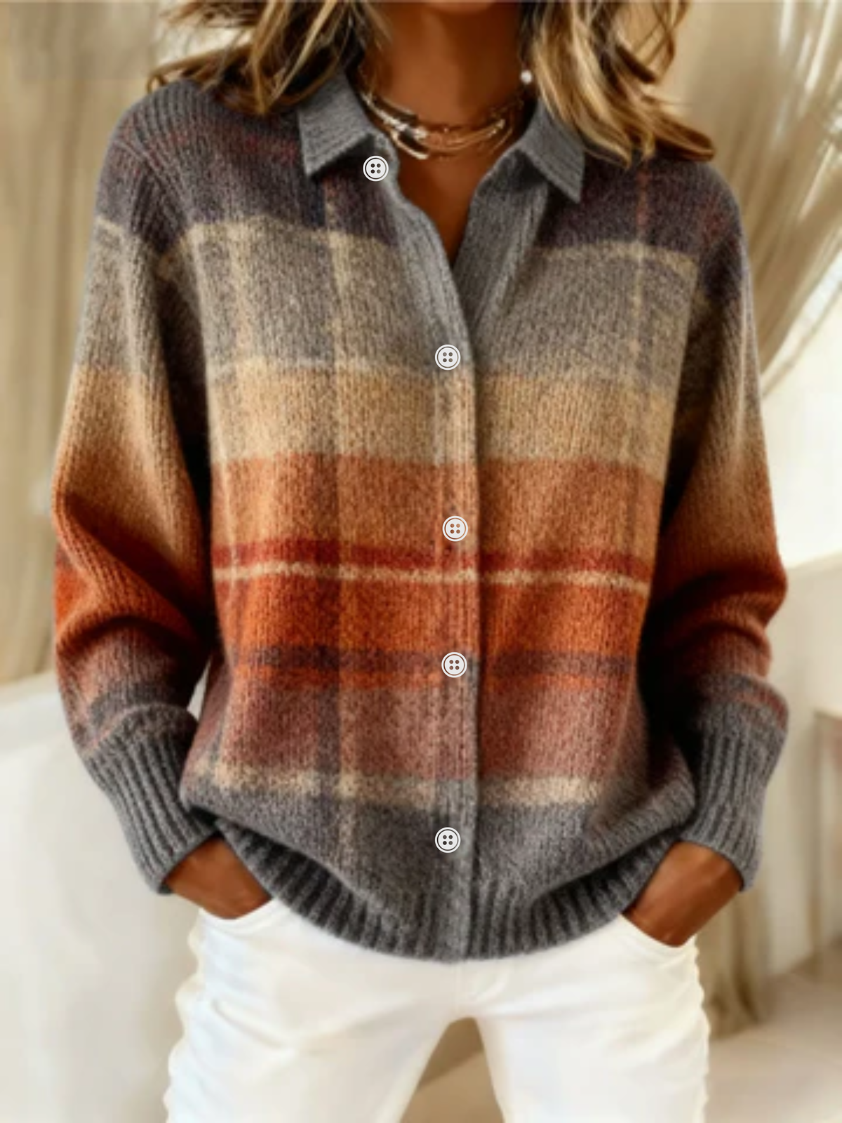 FLORIA™ - BLUSA A QUADRI REALIZZATA IN MATERIALE CALDO E MORBIDO DA HOODIE