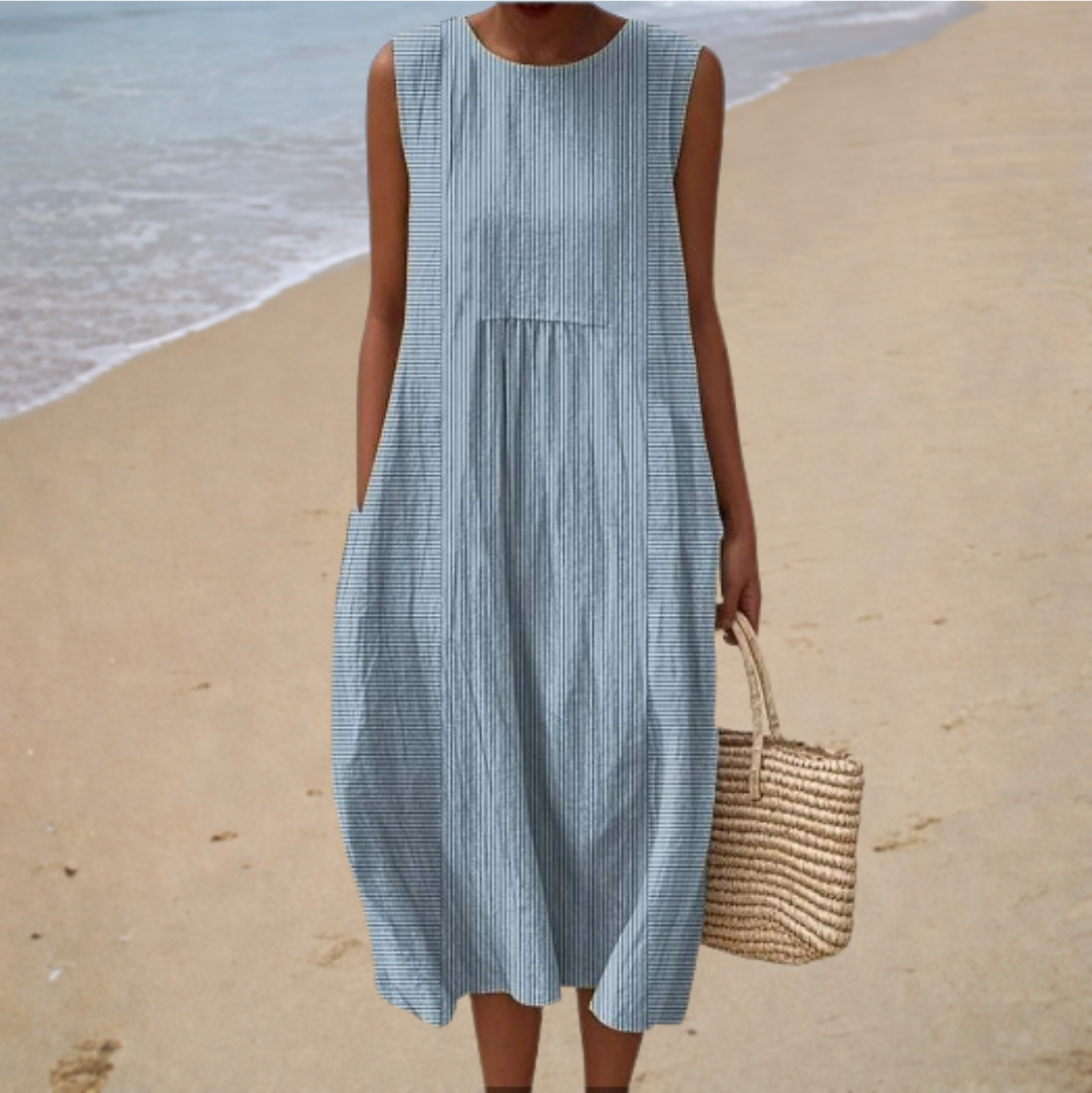 Minimalista | Vestito Midi a Collo Rotondo Pulito