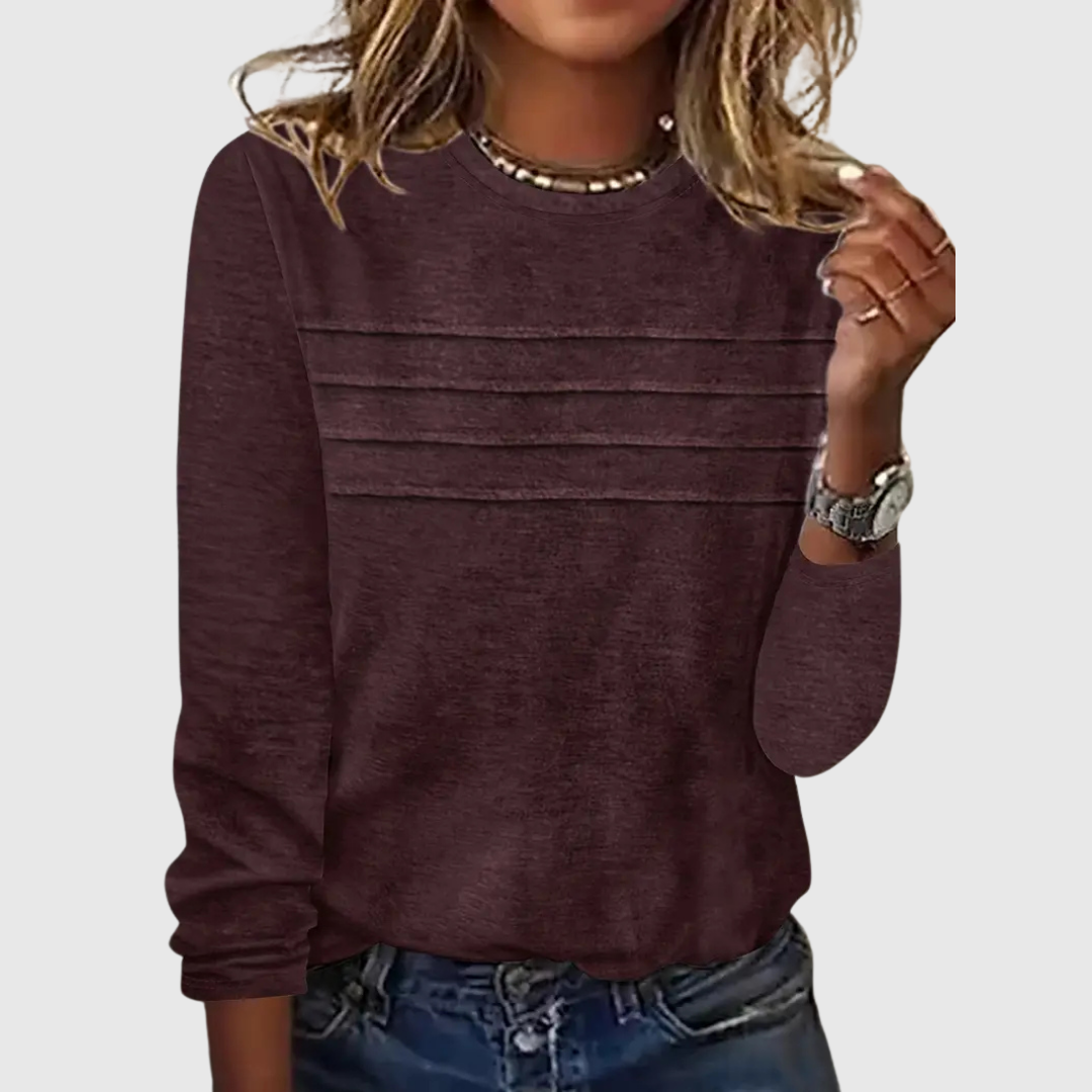 FENIRA | TOP CASUAL CON COLLO TONDO E MANICHE LUNGHE
