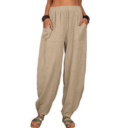 Elviane | Pantaloni Harem in Cotone-Lino Casual