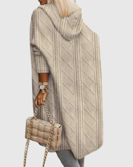 HONORIA | CARDIGAN IN MAGLIA A TRECCIA CON CAPPUCCIO