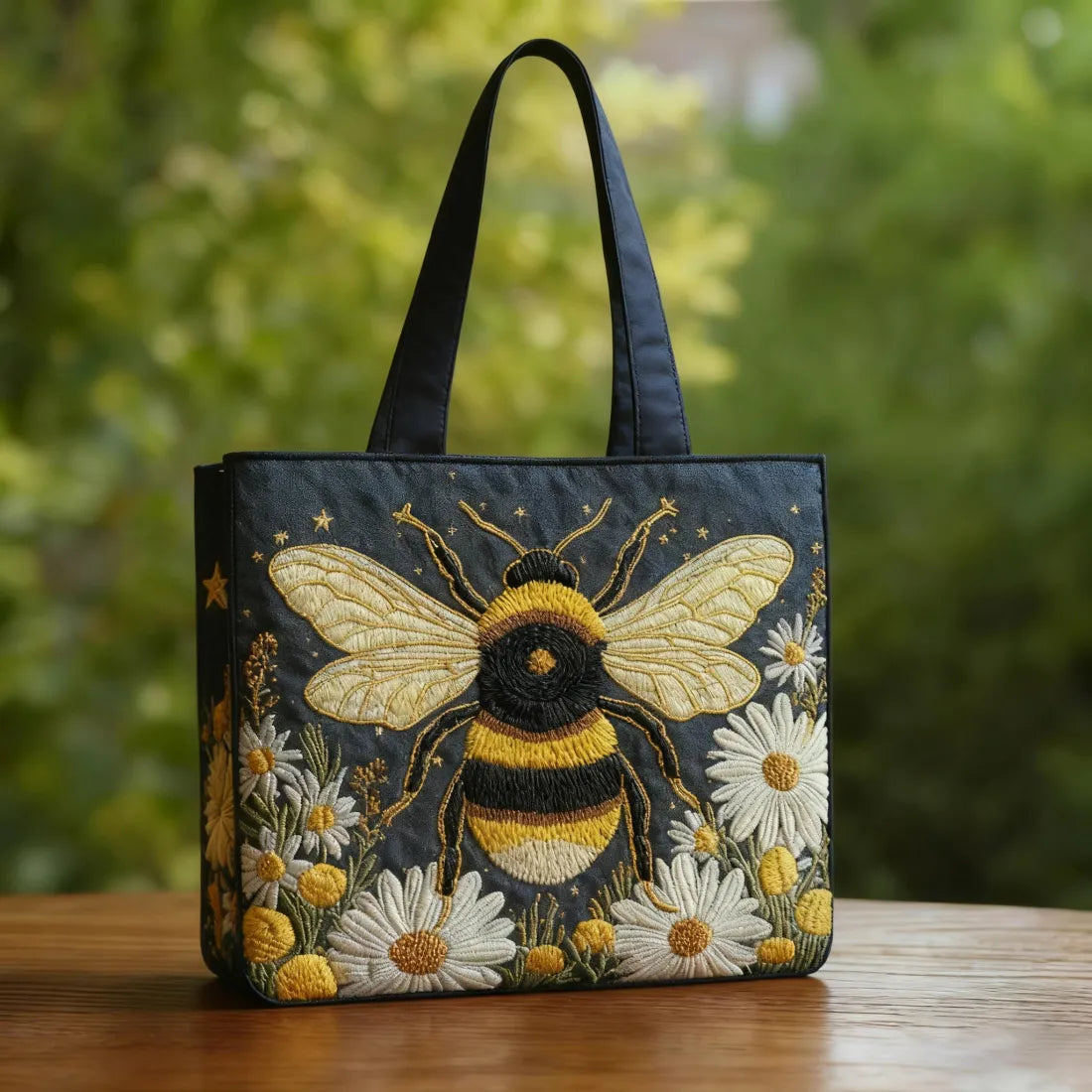 Borsa Artigianale - Design Ape con Margherite e Stelle