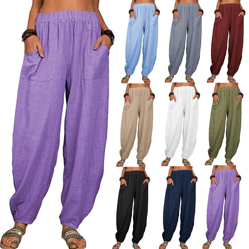 Elviane | Pantaloni Harem in Cotone-Lino Casual