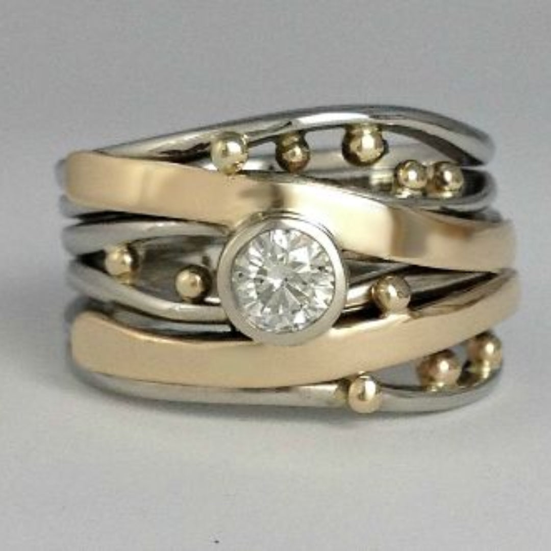 Anello Incastonato in Zirconia Oro