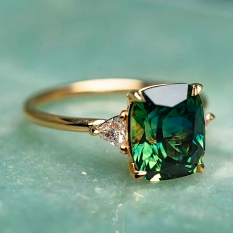 Anello in Zirconia Verde e Oro