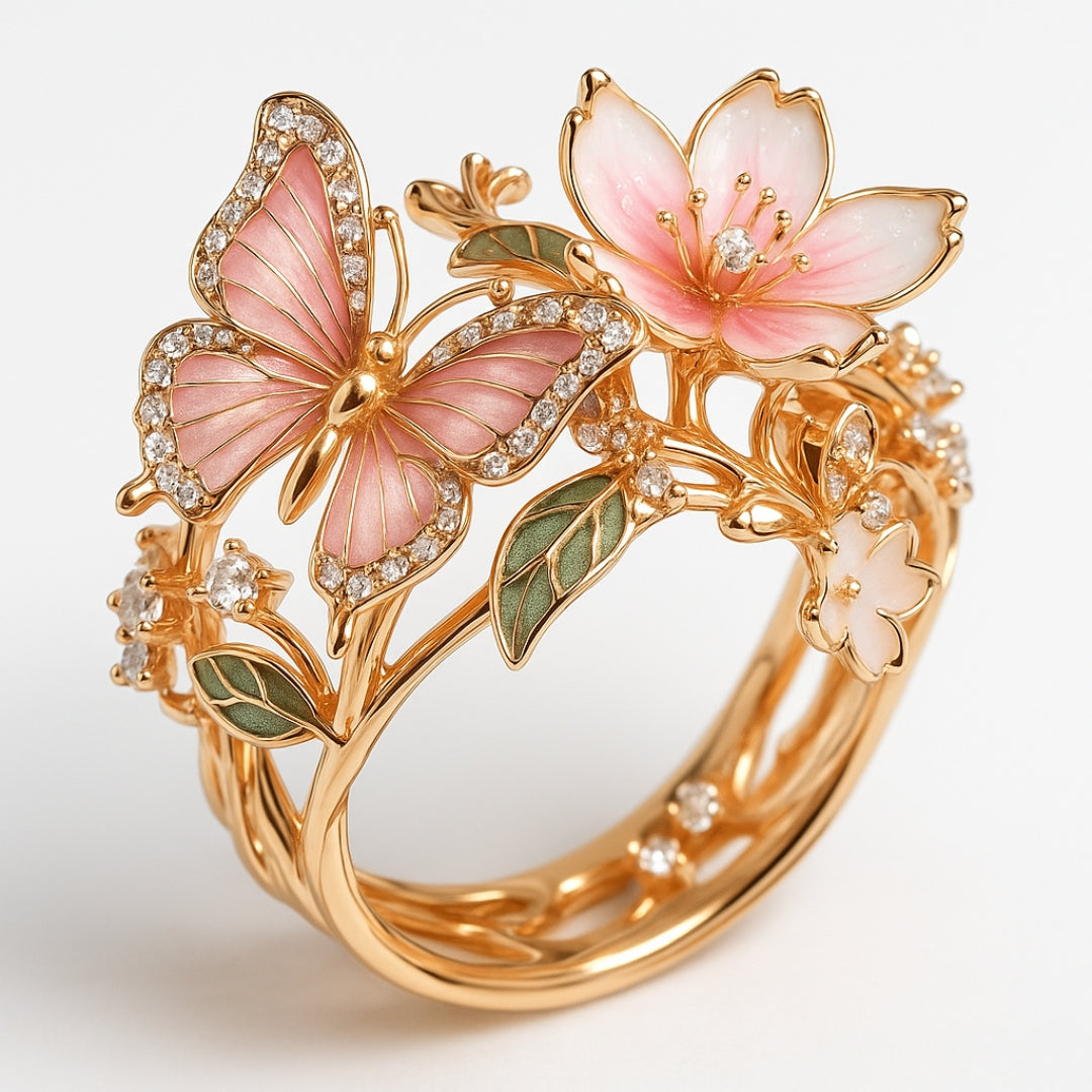 Anello in Zirconia a Forma di Farfalla
