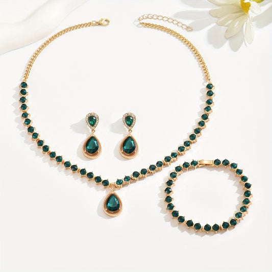 SET DI GIOIELLI IN CRISTALLO GEOMETRICO ELEGANTE