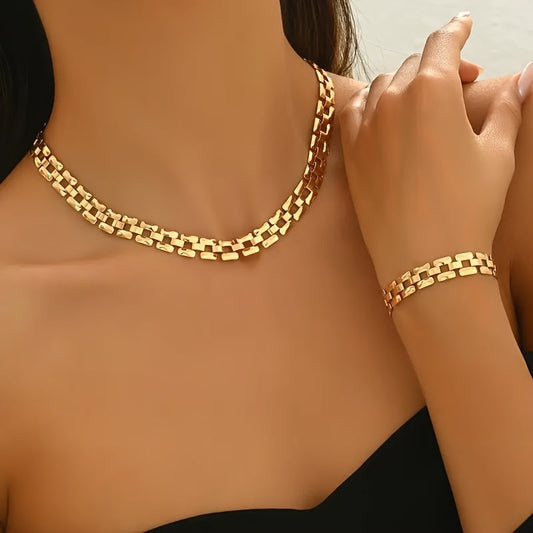SET COLLANA E BRACCIALE CON FIBBIA QUADRA