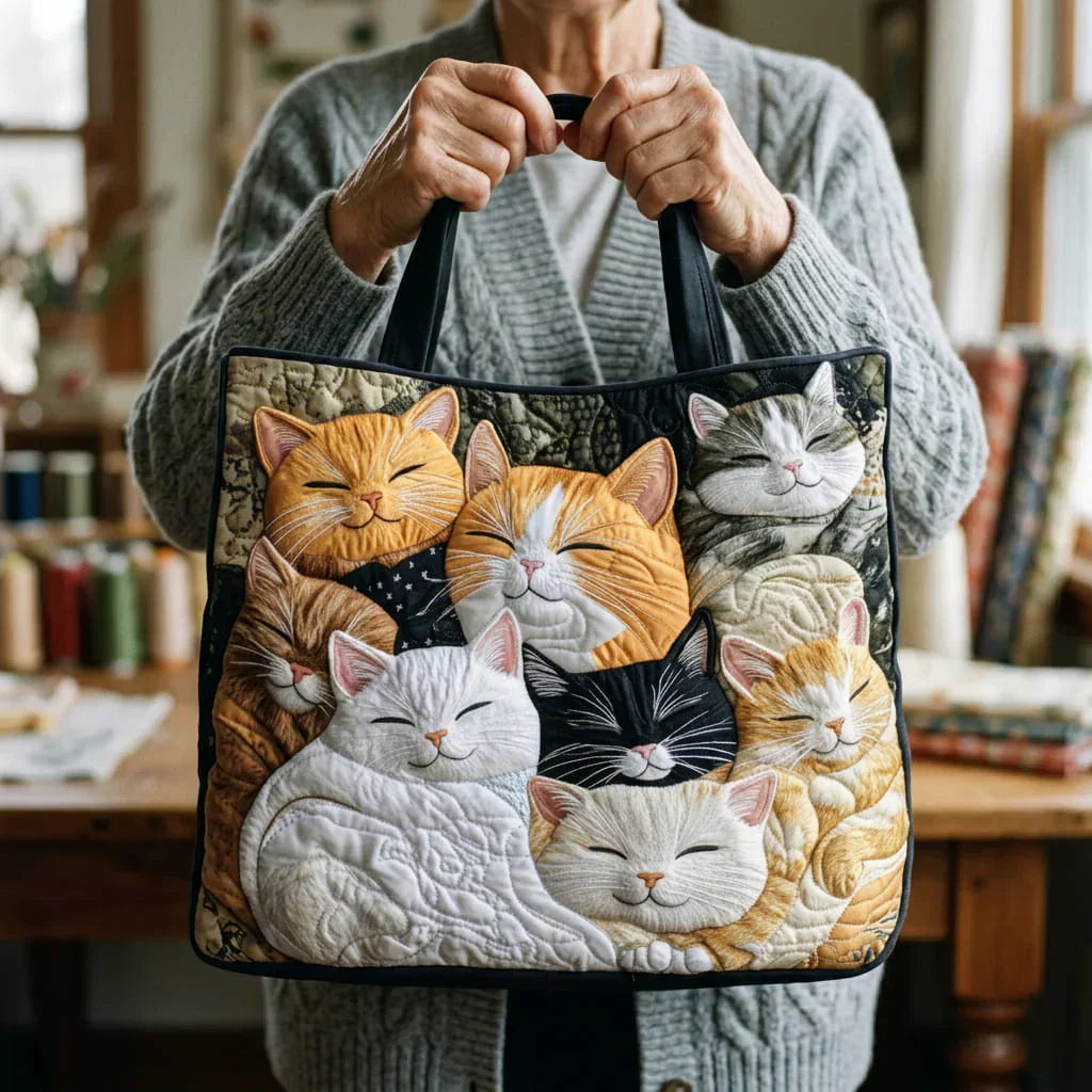 Borsa Trapuntata Fatto a Mano - Design Gattini Sognanti