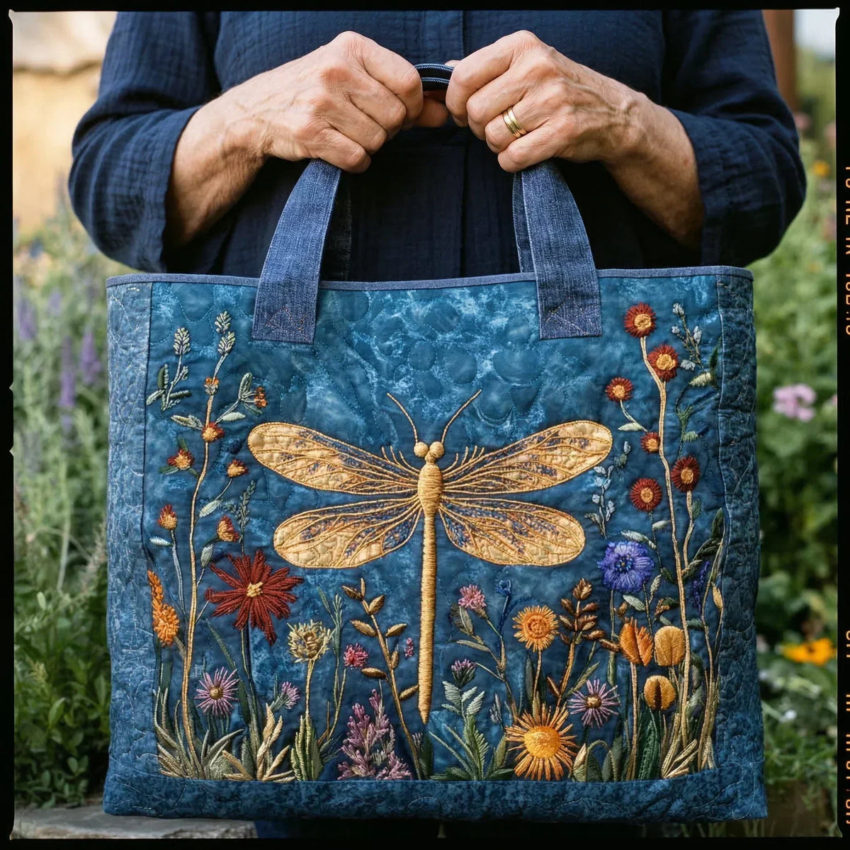 Borsa Tote Trapuntata Golden Dragonfly