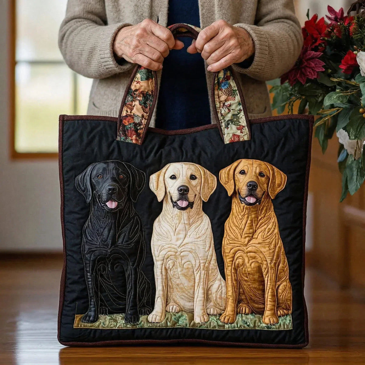 Borsa a Mano Design Tre Labrador Fatta a Mano