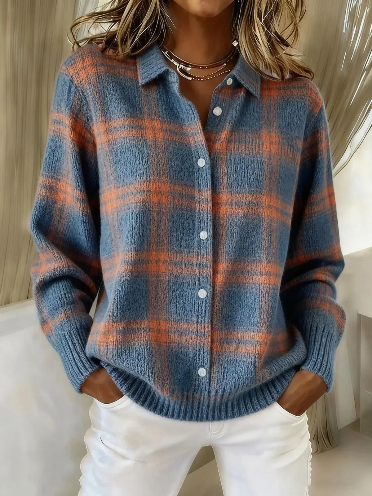 MARCOLLINE | MAGLIONE RETRO A QUADRI CON CONTRASTO CASUAL