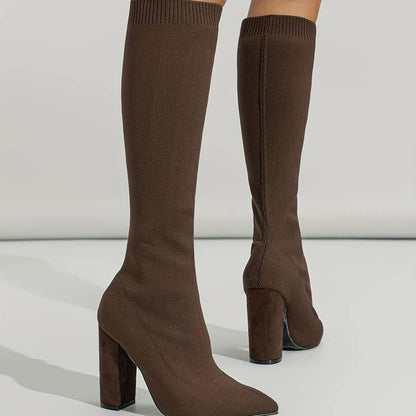 OLIVIA | STIVALI IN MAGLIA DA DONNA CON TALLONE A BLOCCO