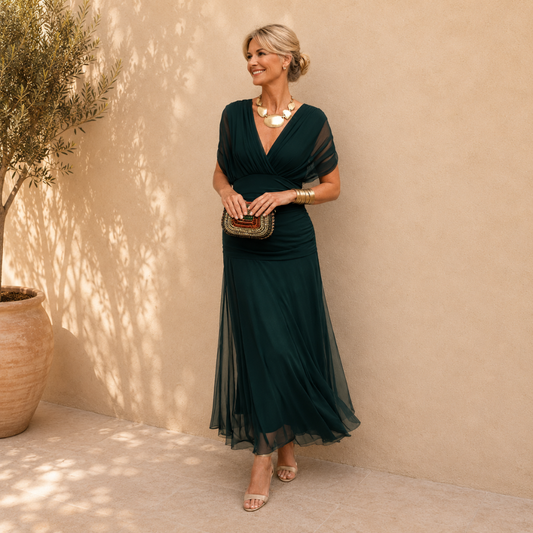 Elegante Abito Maxi da Festa con Scollatura a Cuore
