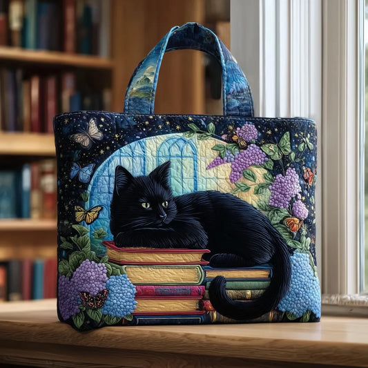 Borsa Tote Artigianale - Gatto Nero Tra i Libri