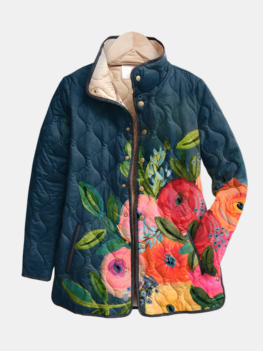 Susannah | Giacca Trapuntata Floreale Dipinta