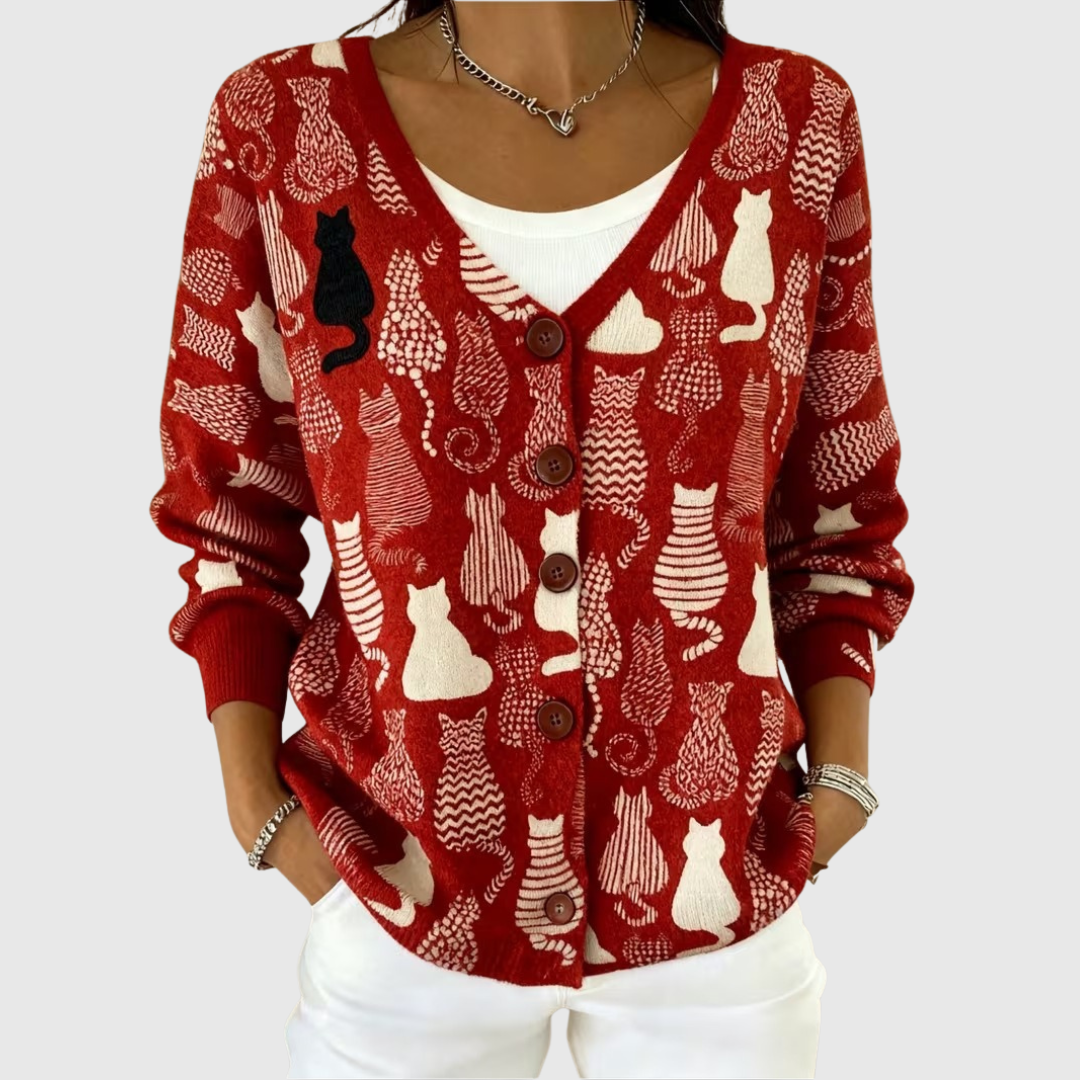Clémence | Cardigan con Gatti Artistici