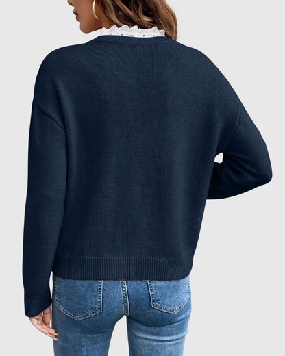 CARENZA | MAGLIONE TRICOT CON PIZZO