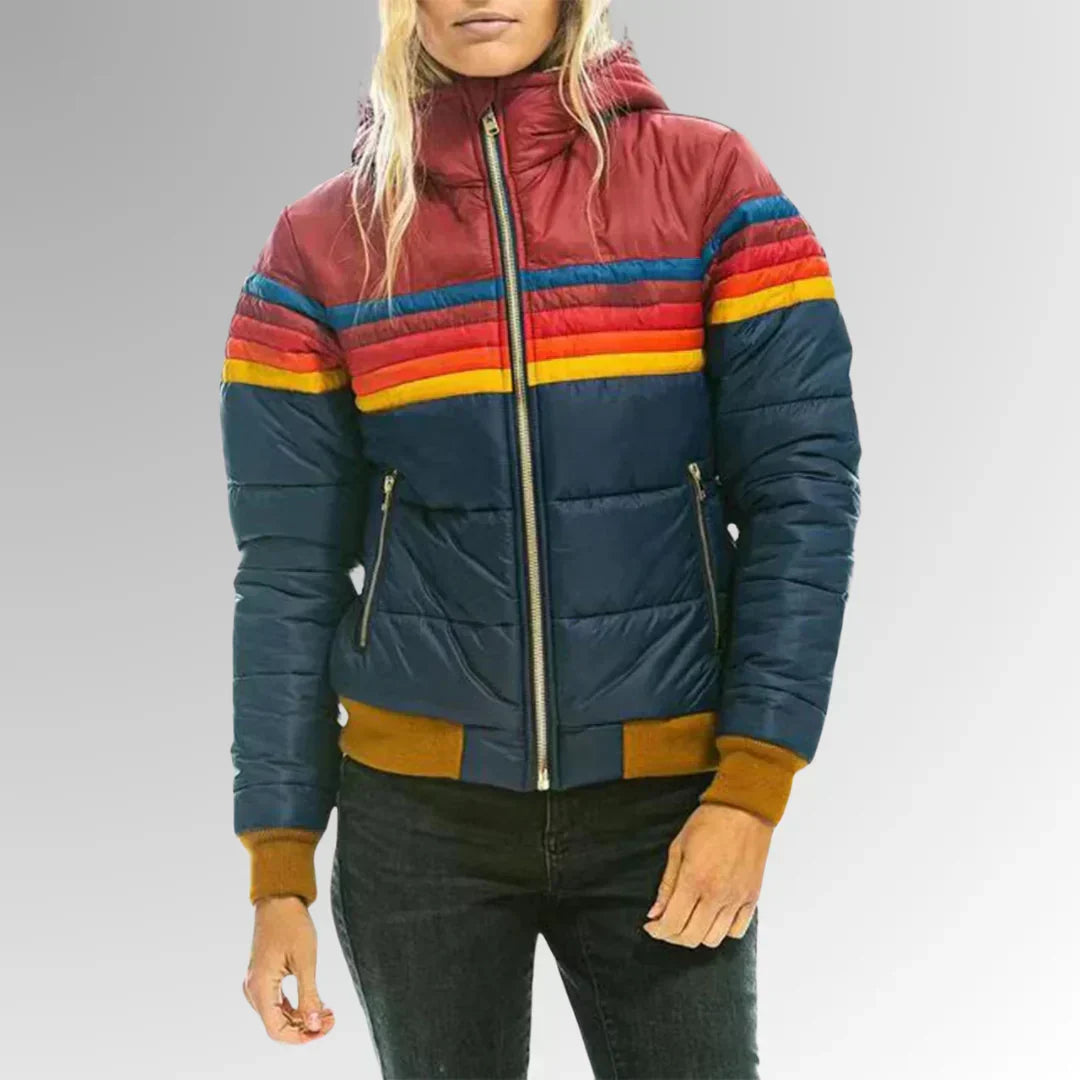 Sierra - Giacca Puffer Retro Stripes da Donna