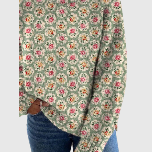 MARIELL | MAGLIONE A COLLO ALTO IN MAGLIA CON FIORI