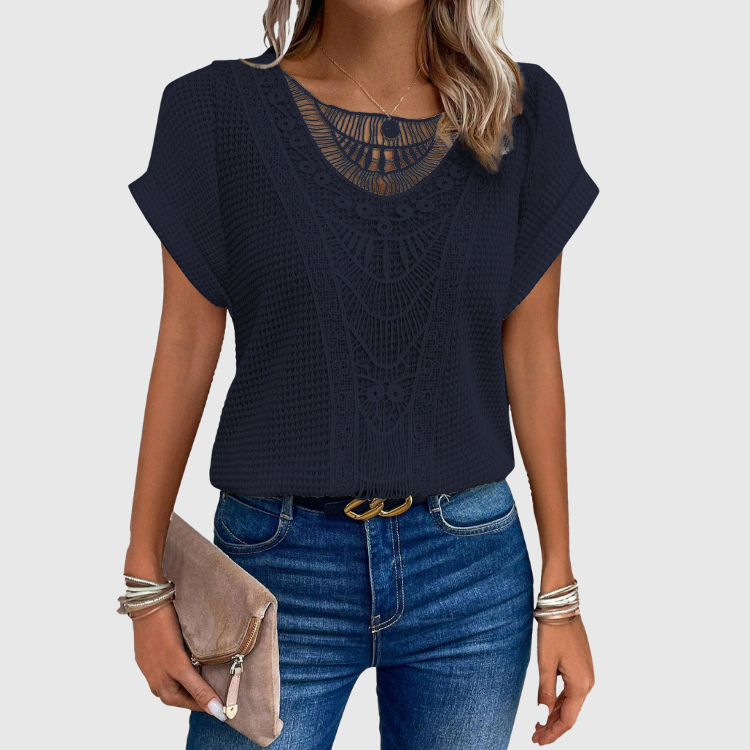 LUCINDA | TOP IN pizzo CON MANICHE CORTI