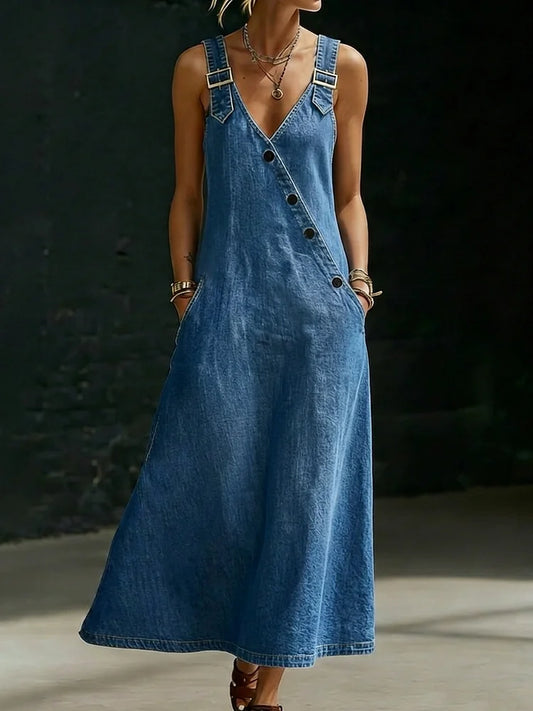 Vera | Abito Lungo in Denim con Bottoni