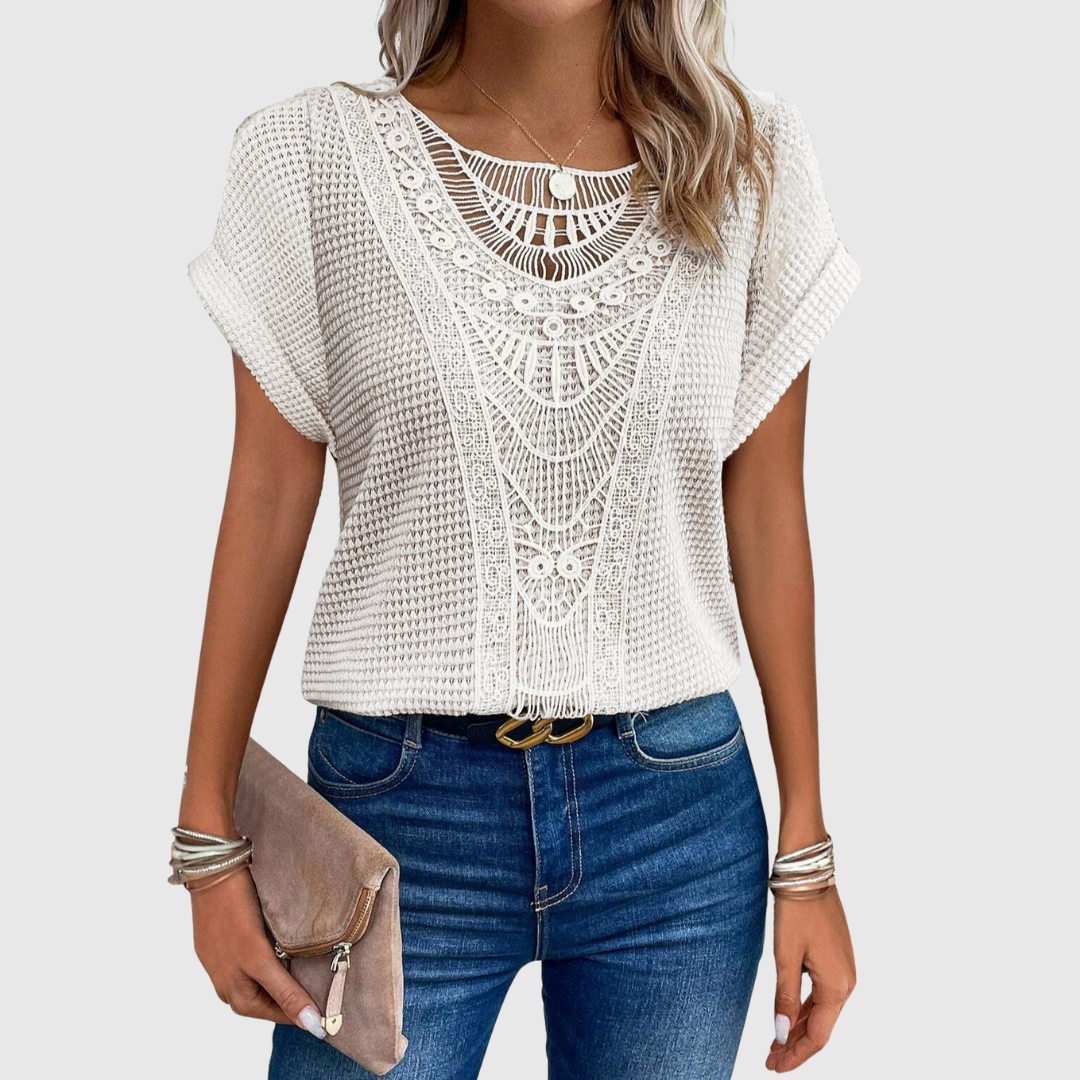 LUCINDA | TOP IN pizzo CON MANICHE CORTI