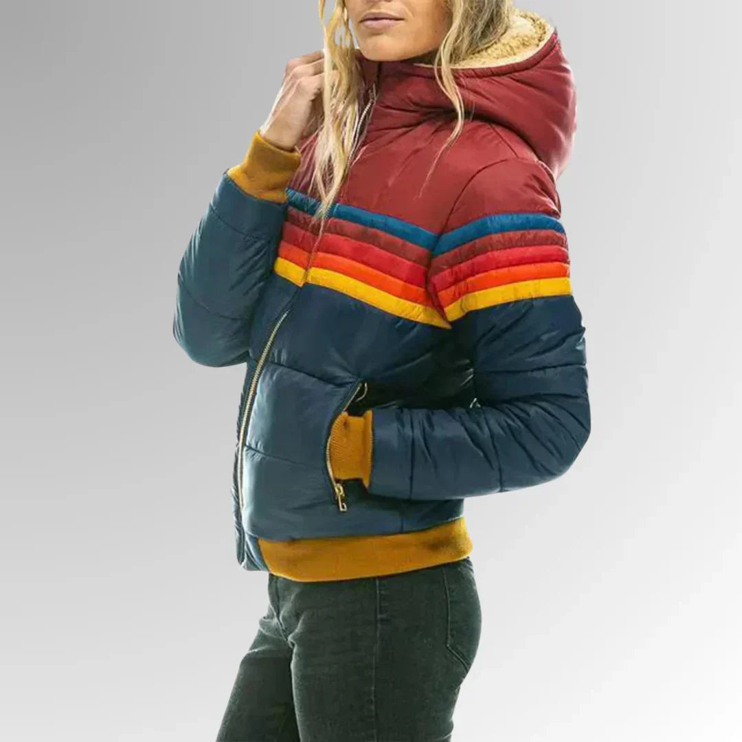 Sierra - Giacca Puffer Retro Stripes da Donna