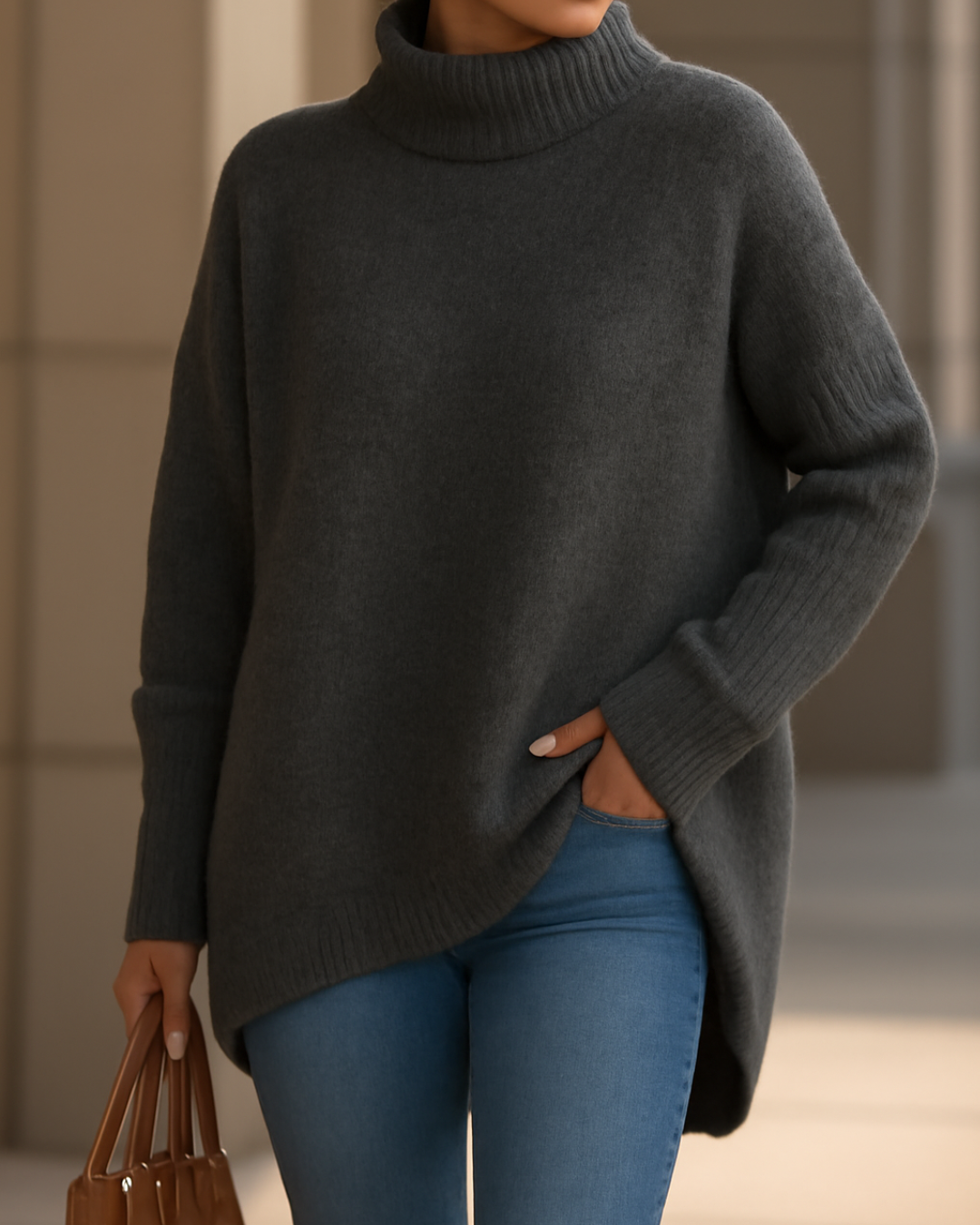 FENELLA | MAGLIONE LUNGO CON COLLO ALTO
