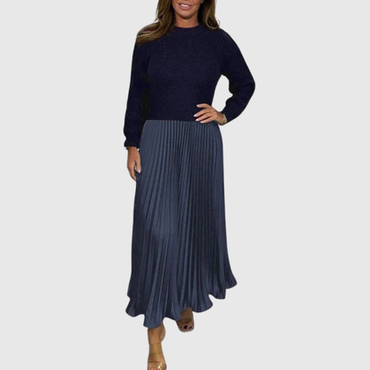 ALARICE | ABITO MAXI CON MAGLIONE E GONNA PLISSETTATA
