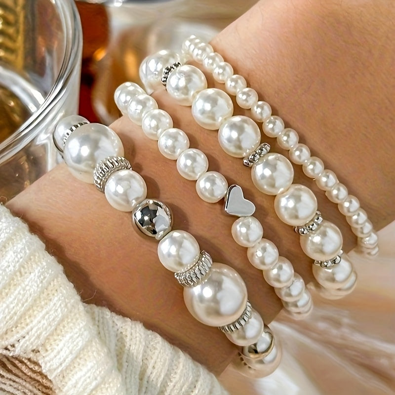 SET BRACCIALE CUORE DI PERLE