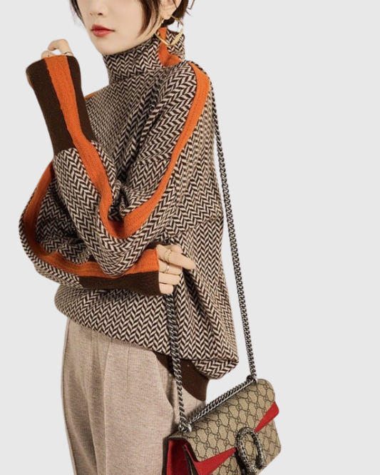 CELIANNE | MAGLIONE ELEGANTE A MANICHE LUNGHE CON COLLO ALTO