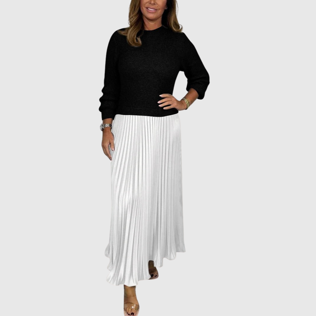 ALARICE | ABITO MAXI CON MAGLIONE E GONNA PLISSETTATA