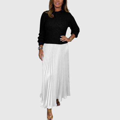 ALARICE | ABITO MAXI CON MAGLIONE E GONNA PLISSETTATA