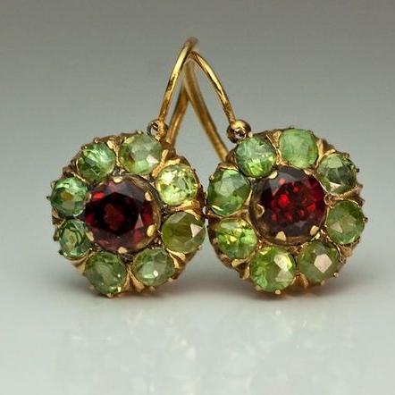 Orecchini in Cristallo Verde e Rosso