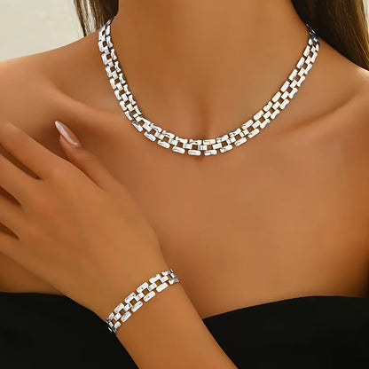 SET COLLANA E BRACCIALE CON FIBBIA QUADRA