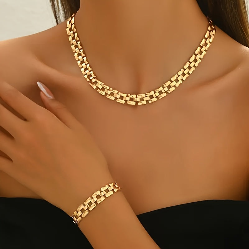 SET COLLANA E BRACCIALE CON FIBBIA QUADRA