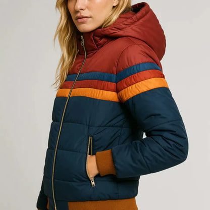 Sierra - Giacca Puffer Retro Stripes da Donna