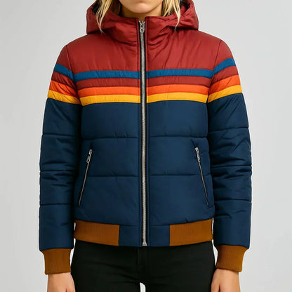Sierra - Giacca Puffer Retro Stripes da Donna
