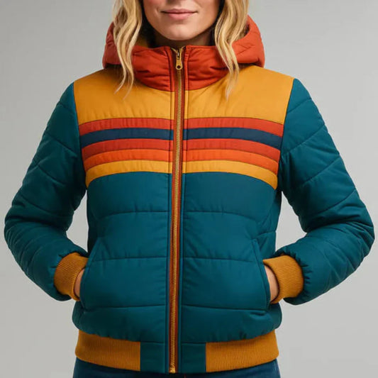 Sierra - Giacca Puffer Retro Stripes da Donna