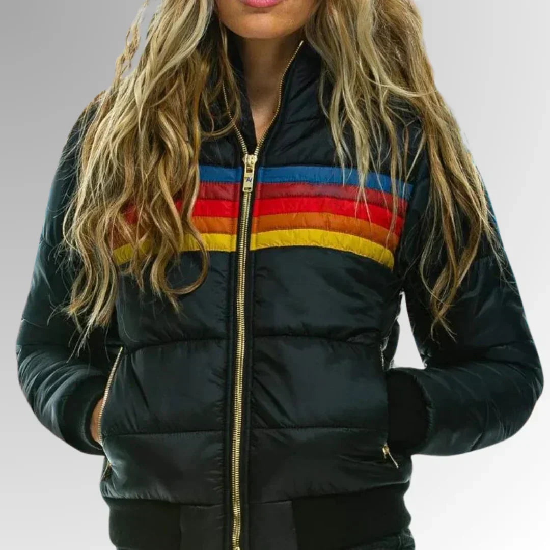 Sierra - Giacca Puffer Retro Stripes da Donna