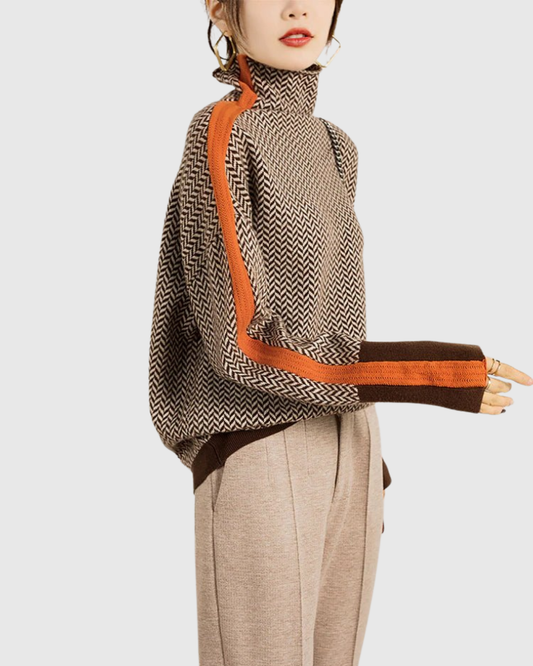 CELIANNE | MAGLIONE ELEGANTE A MANICHE LUNGHE CON COLLO ALTO