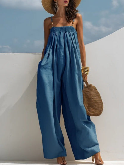 Monica | Tuta in Denim a Gamba Larga