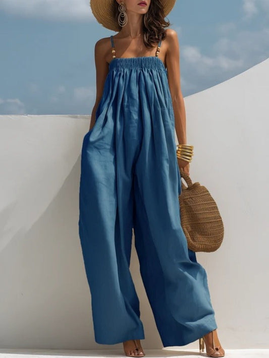 Monica | Tuta in Denim a Gamba Larga