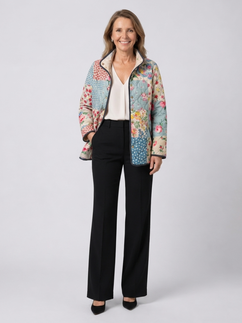 Cecily | Giacca Trapuntata a Patchwork Floreale
