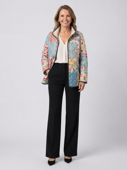 Cecily | Giacca Trapuntata a Patchwork Floreale