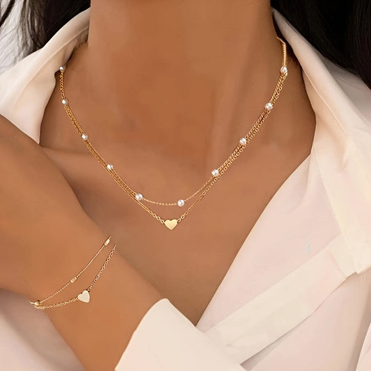 SET COLLANA E BRACCIALE A CUORE SEMPLICE
