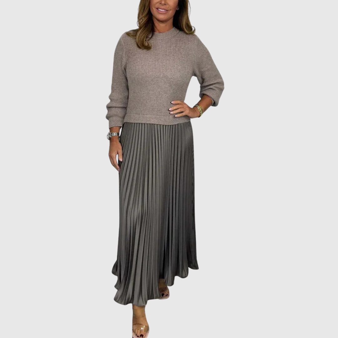 ALARICE | ABITO MAXI CON MAGLIONE E GONNA PLISSETTATA