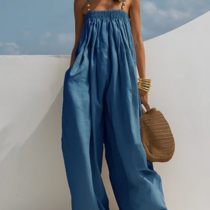 Monica | Tuta in Denim a Gamba Larga