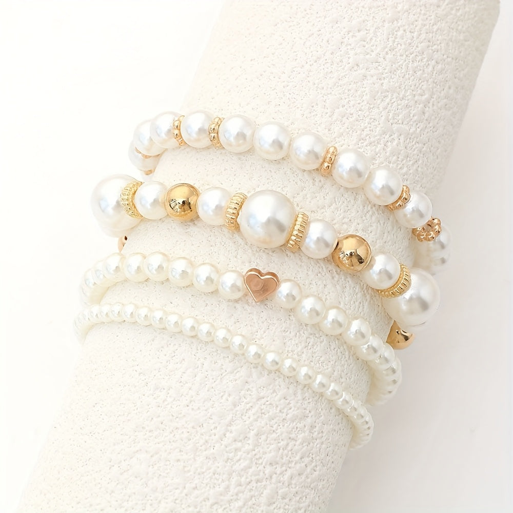 SET BRACCIALE CUORE DI PERLE